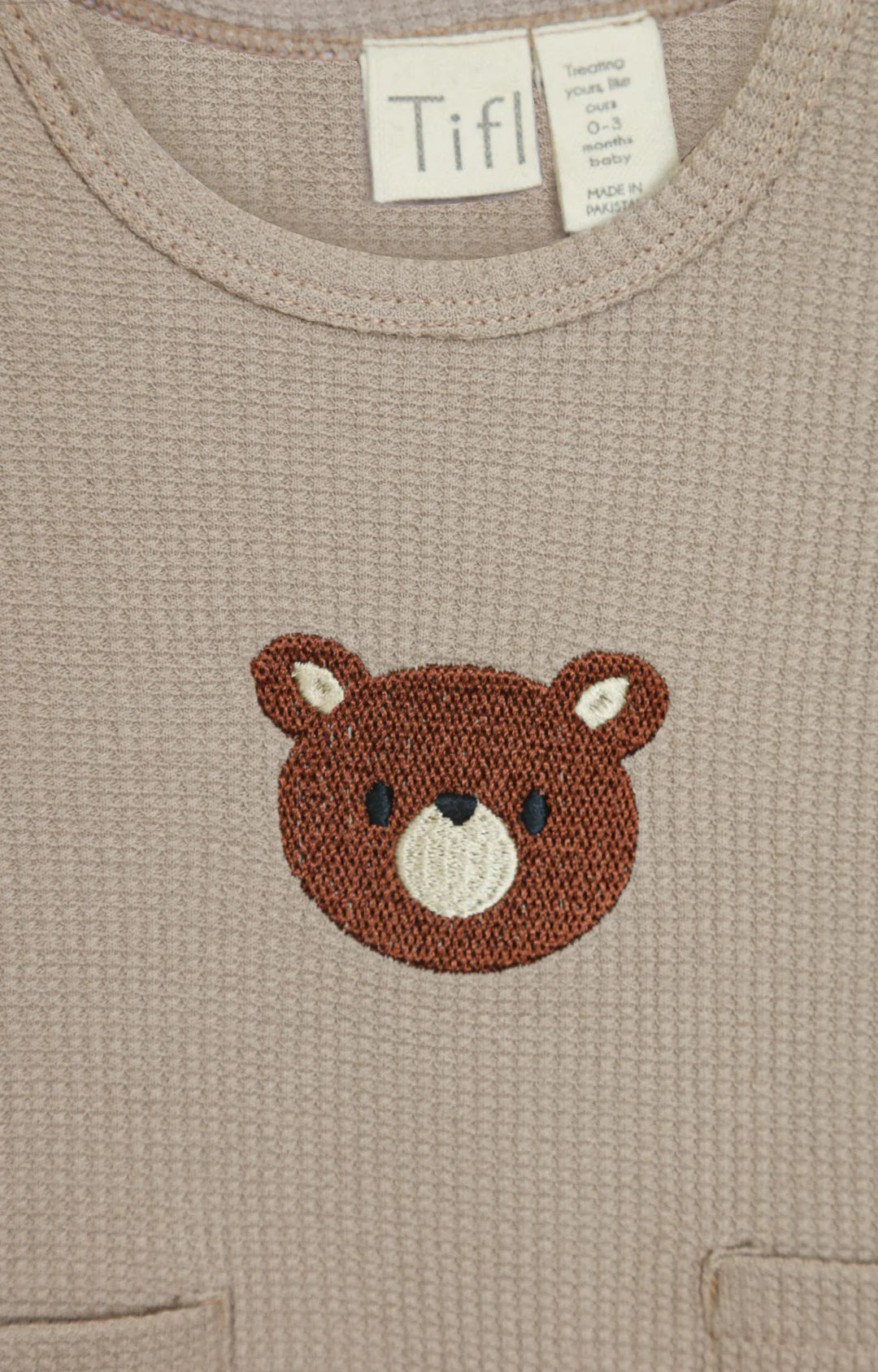 Bear Embroidered Waffled Bodysuit