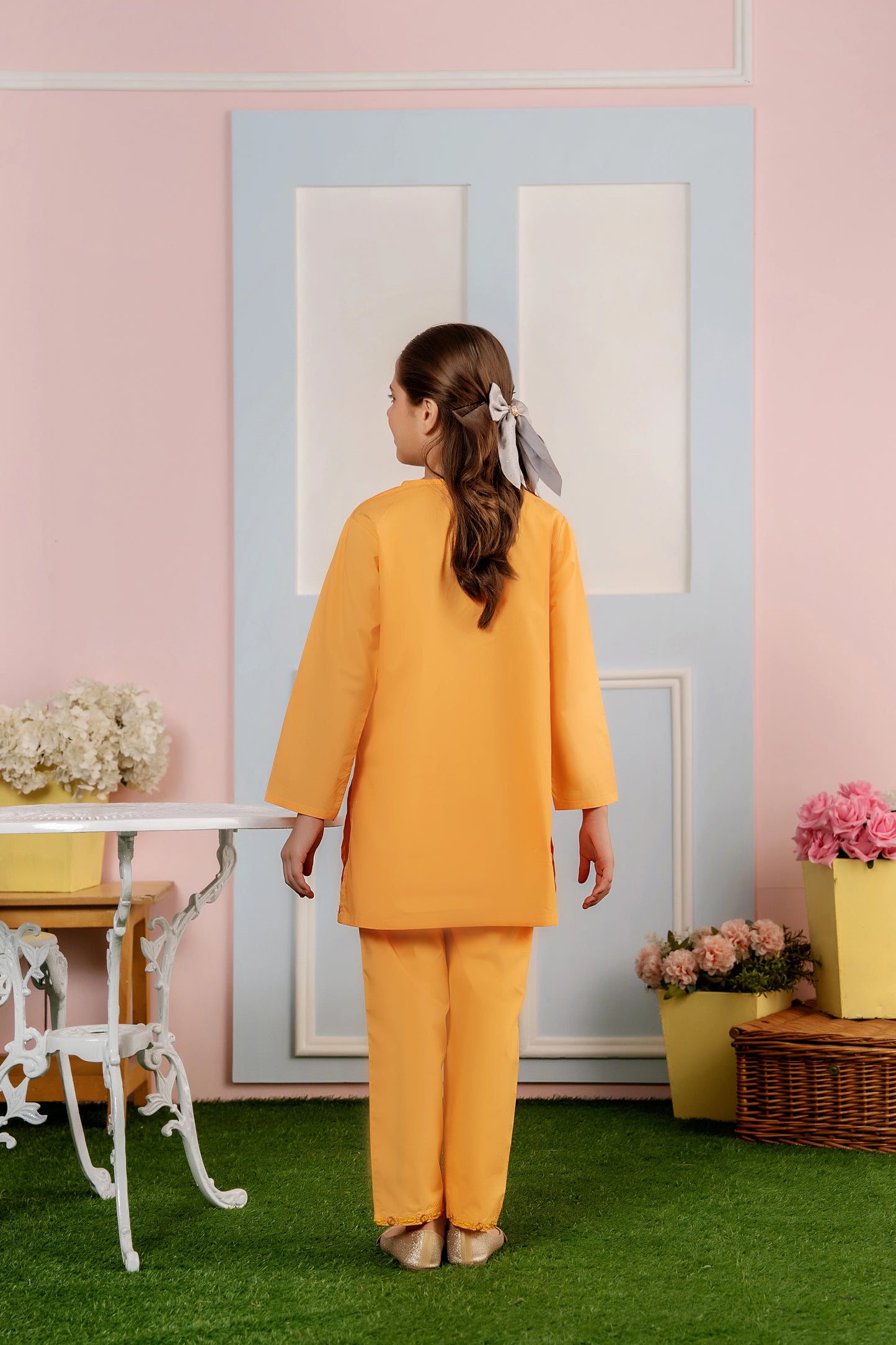 Tila Embroidery Orange Suit