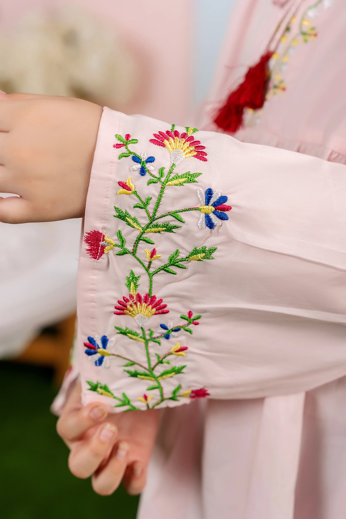Top Embroidery Peach Frock Girls