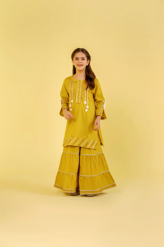 Mehndi Gharara Suit Girls
