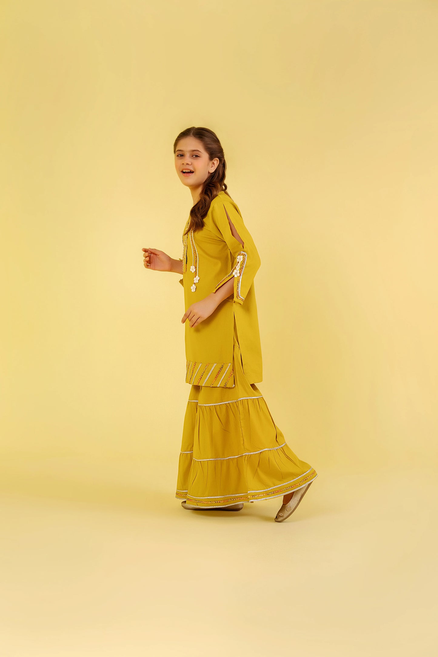 Mehndi Gharara Suit Girls
