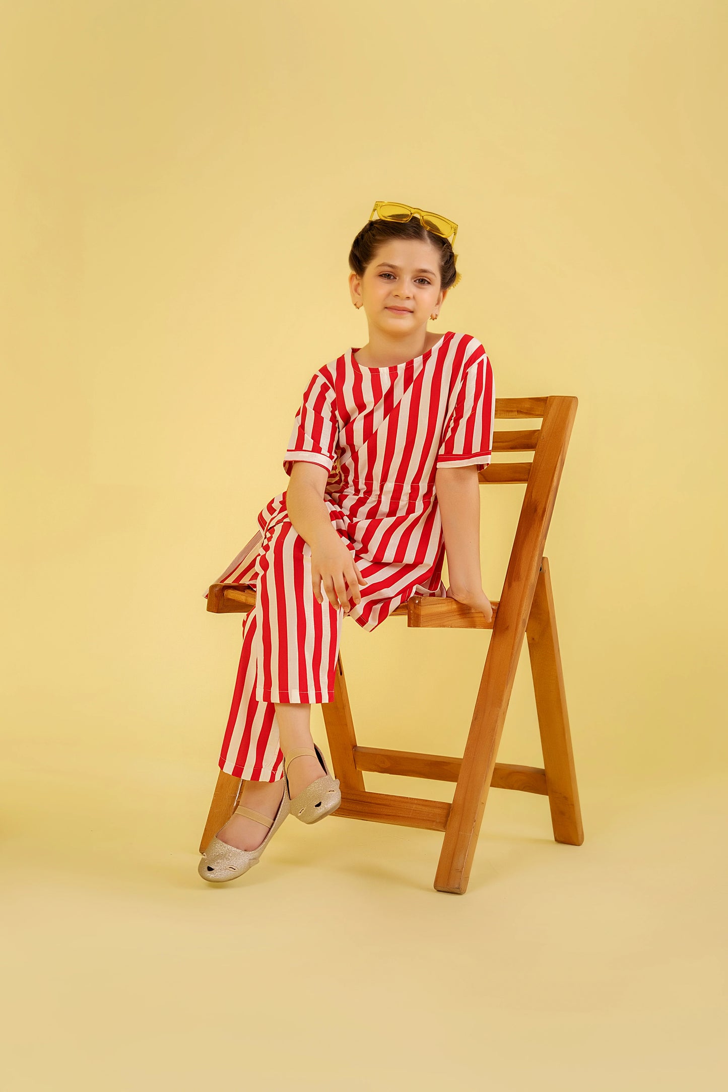 Pink & White Lines Suit Girls